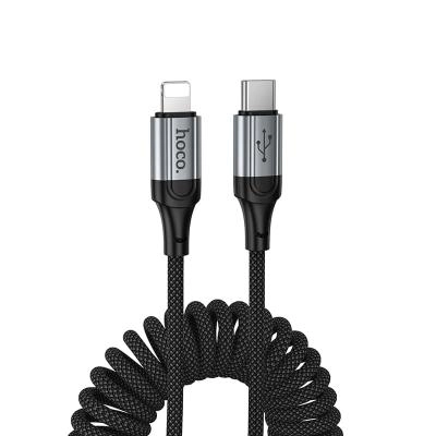 Кабель для зарядки iphone Lightning HOCO X121 2.4А 1.5м пружина в нейлоновой оплетке черный