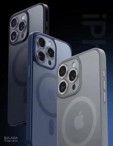 Чехол накладка для Samsung S26 SULADA Shugan силикон+пластик притемненный матовый титановый черный бампер с магнитом