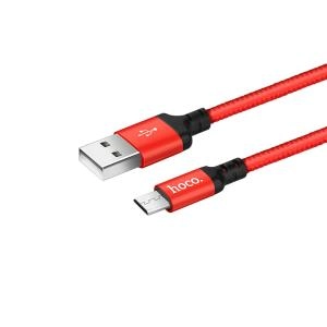 Кабель для зарядки Micro USB HOCO X14 2м плетеный красно-черный