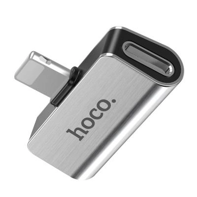 Аудио адаптер переходник для наушников iphone с Lightning на 2 Lightning Hoco LS24 серебро