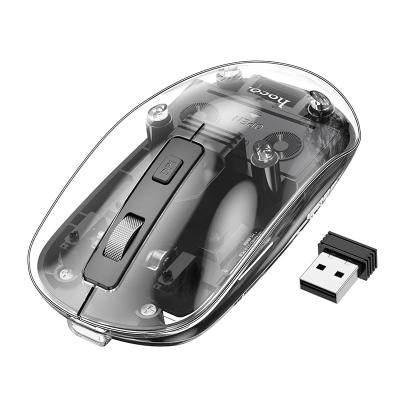 Мышь беспроводная Hoco GM29 двухрежимная 2.4G Bluetooth+USB бесшумная прозрачная черная