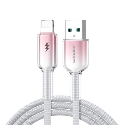 Кабель для зарядки iphone Lightning Joyroom S-A42 3A 1.2м в оплетке градиент бело-розовый