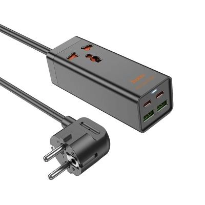 Сетевой фильтр HOCO AC10A 1 гнездо + 2 PD65W + USB QC18W 1.5м 2500W черный