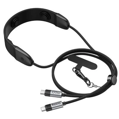 Кабель для зарядки Type-C to Type-C HOCO U145 100W 1.4м регулируемый шнурок на шею с функцией массажа черный