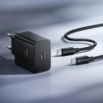 Сетевое зарядное устройство + кабель Type-C to Type-C HOCO N77 GaN PD 45W 1м черный