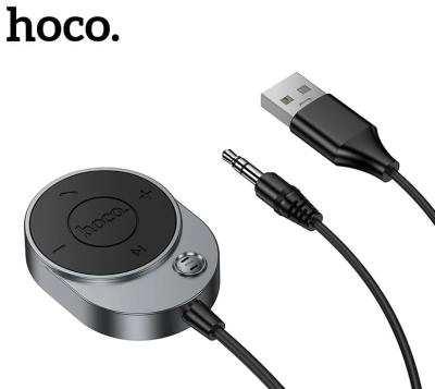 Блютуз aux FM трансмиттер bluetooth адаптер ресивер Hoco E150 1.5м серый металл