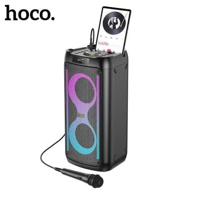 Колонка блютуз с микрофоном караоке HOCO HA6 LED многофункциональная черная 4500mAh