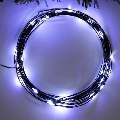 Гирлянда нить роса 5 м LED-50 черная нить свечение белое 2 режима AAх3 SimaLand