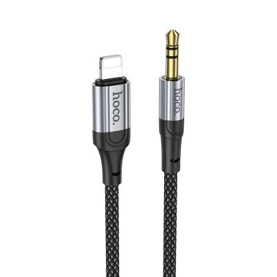 Кабель Aux Jack 3.5 - Lightning 8 pin HOCO UPA26 1м плетеный черный