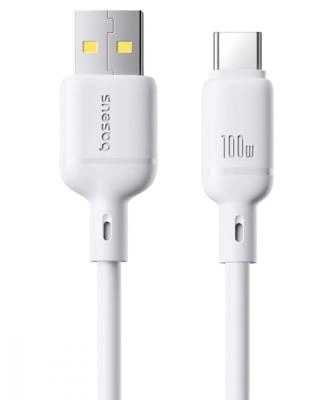 Кабель для зарядки Type-C USB Baseus E0426W04 100W/7.5W 2м в оплетке белый