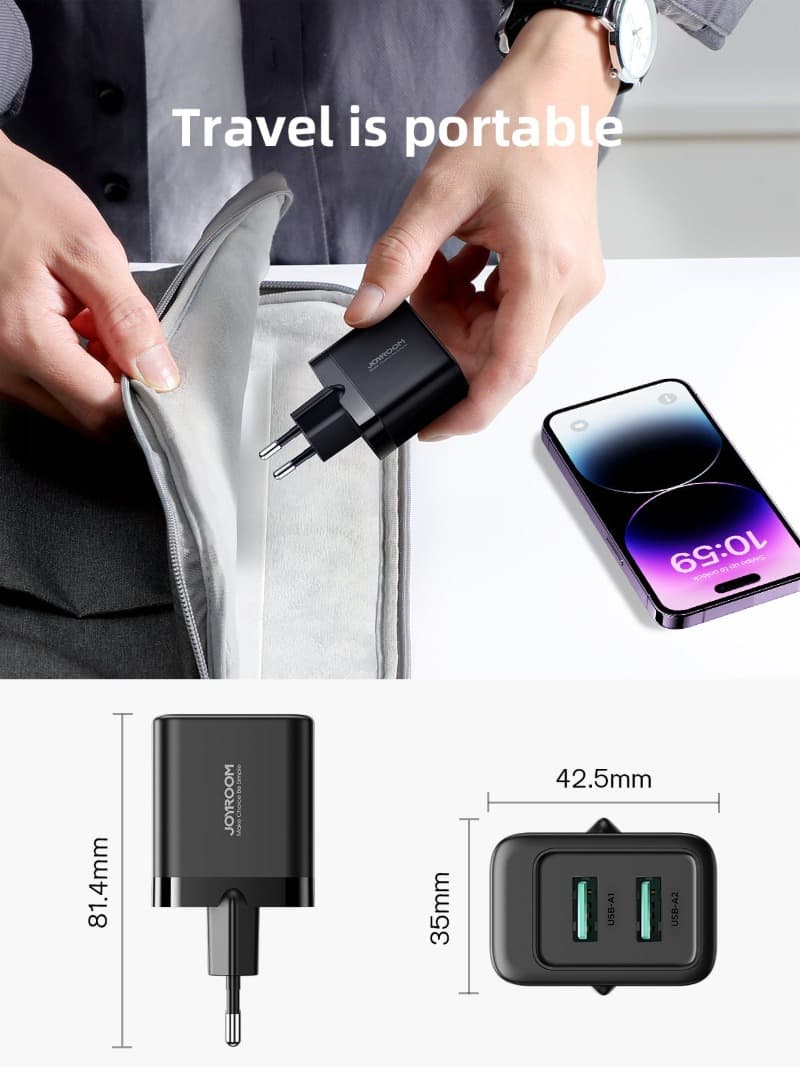 фото Сетевое зарядное устройство Адаптер Блок питания Joyroom JR-TCN01EU 2USB 2.4A 12W черное