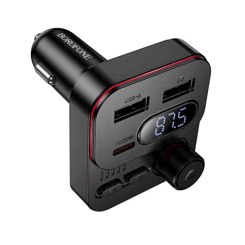 фото FM трансмиттер bluetooth модулятор Borofone BC61 45W USB + PD 30W черный
