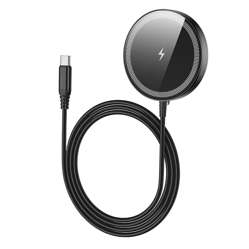 фото Беспроводное зарядное устройство магнитное HOCO CQ17 15W с LED дисплеем USB-C Type-C черное