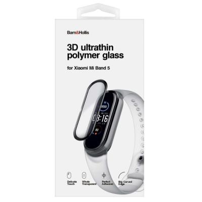 Защитное стекло для Xiaomi Mi Band 5/Amazfit Band 5 Bam Hollis 3D ультратонкое полимерное черное