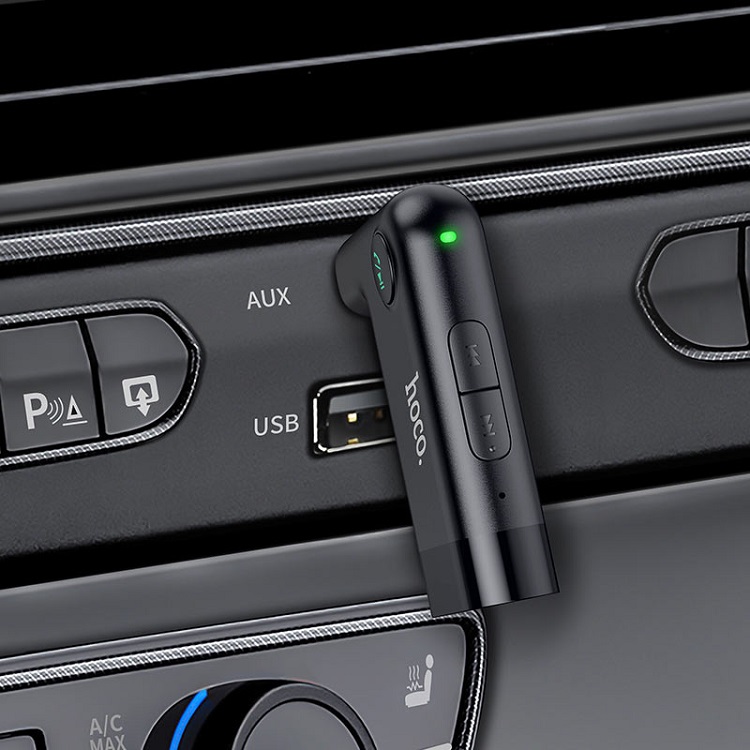 фото Блютуз aux FM трансмиттер bluetooth адаптер ресивер Hoco E53 черный