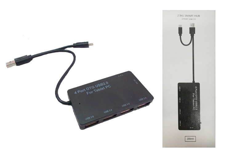 Разветвитель адаптер переходник USB HUB Хаб 2в1 OT-8106B 4 порта + OTG для Micro USB 20см черный Разветвитель адаптер переходник USB HUB Хаб 2в1 OT-8106B 4 порта + OTG для Micro USB 20см черный