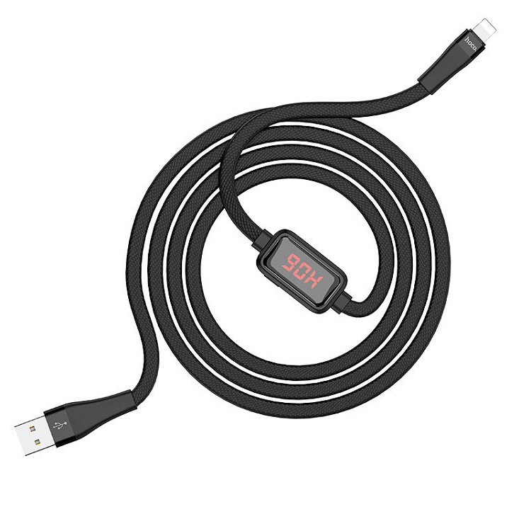 Кабель для зарядки iphone Lightning HOCO S4 2.4A с дисплеем черный