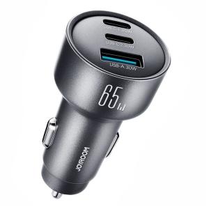 Автомобильное зарядное устройство Joyroom JR-CCN19 65W Type-C USB-C 35W+USB-C 30W+USB QC3.0 металл серый