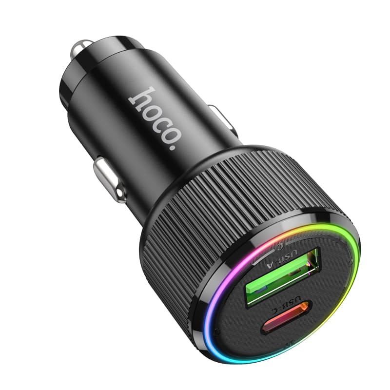 Изображение Автомобильное зарядное устройство HOCO NZ14A 38W PD 20W+QC3.0 / Type-C USB-C+USB черное фото Автомобильное зарядное устройство HOCO NZ14A 38W PD 20W+QC3.0 / Type-C USB-C+USB черное