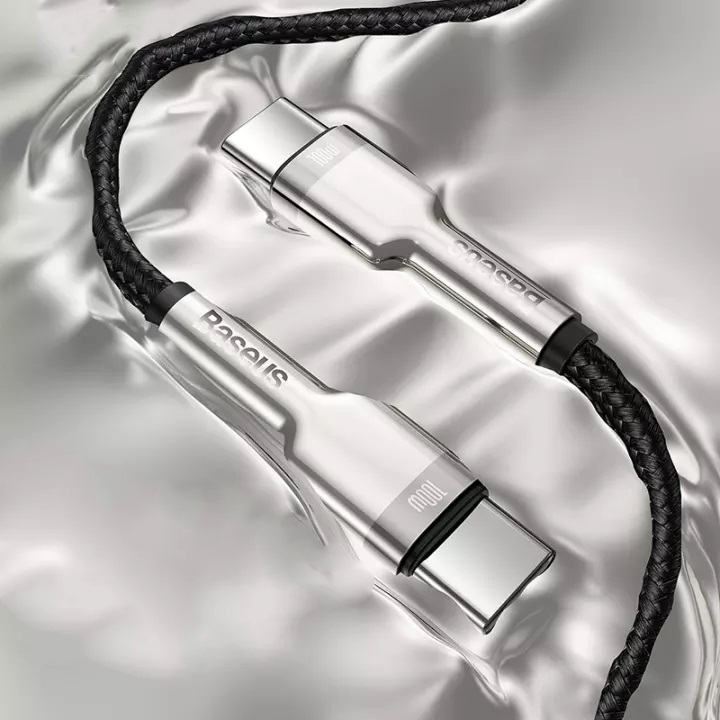 Кабель для зарядки Type-C to Type-C Baseus Cafule Metal CATJK-C01 5A 100W 1м черный