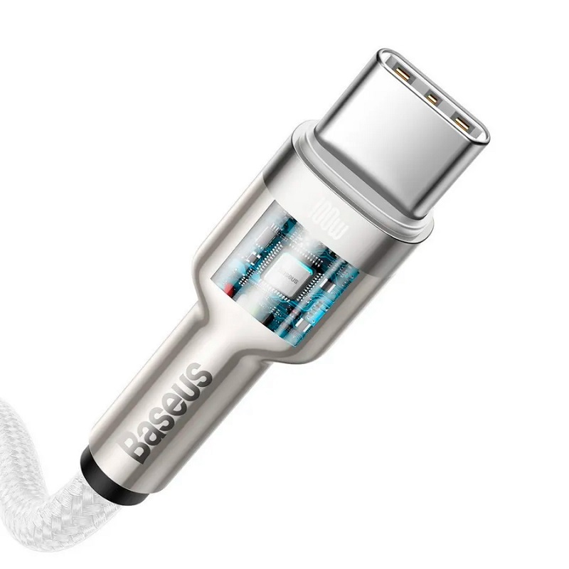 Кабель для зарядки Type-C to Type-C Baseus Cafule Metal CATJK-C02 5A 100W 1м белый