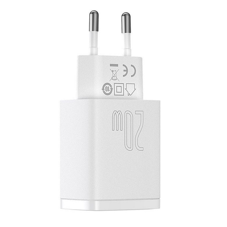 фото Сетевое зарядное устройство Адаптер Блок питания Baseus Compact PD 20W+QC3.0 / Type-C USB-C+USB белое CCXJ-B02