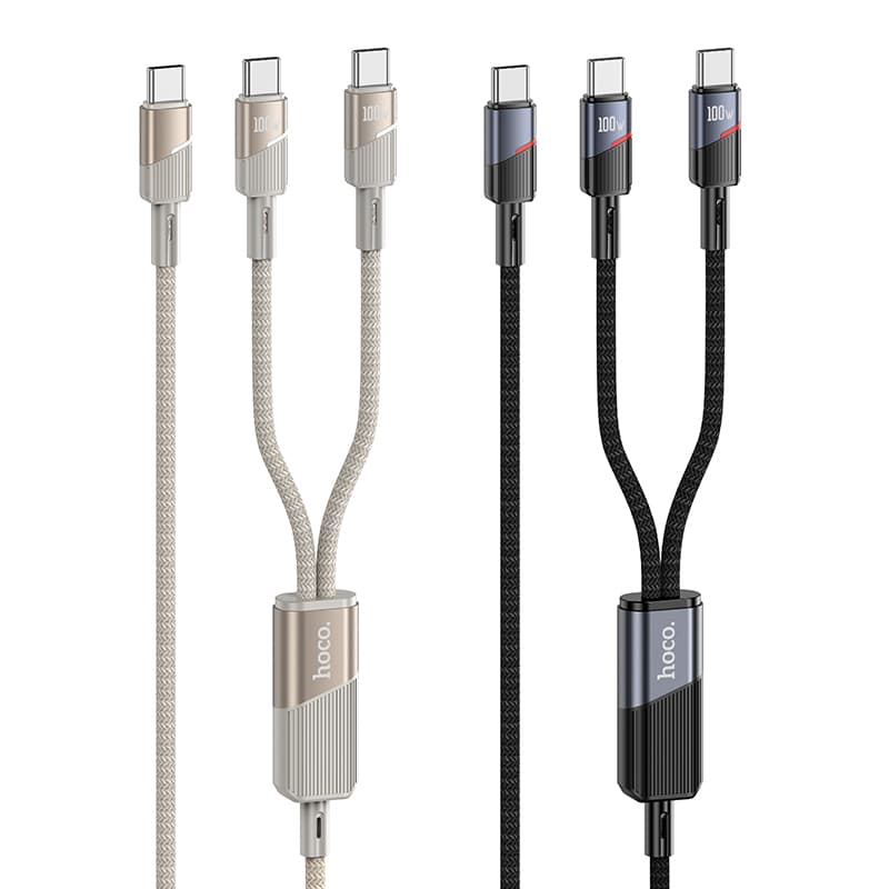Кабель для зарядки 2 в 1 Type-C to Type-C 100W/Type-C to Type-C PD 100W HOCO U139 1.2м черный