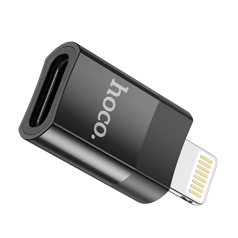 Адаптер переходник OTG с Lightning (M) на Type-C USB 2.0 (F) Hoco UA17 черный
