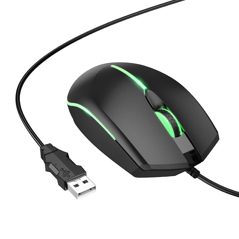 Мышь проводная игровая Hoco GM37 Gaming 1.4м черная с подсветкой