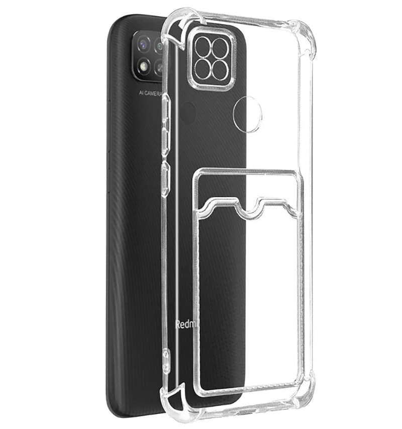 фото Чехол накладка для Xiaomi Redmi 15 4G с карманом для карты картхолдером с защищенными углами и камерой силикон прозрачная