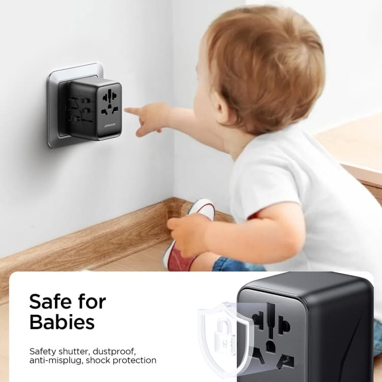 фото Универсальное зарядное устройство адаптер Joyroom JR-TCW01 17W EU/US/JP/AU/UK Type-C USB-C+3USB 10A черный