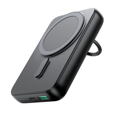 Внешний аккумулятор повербанк Power bank Joyroom JR-W050 Mini 10000mAh PD 20W с магнитом для magsafe с кольцом-держателем черный