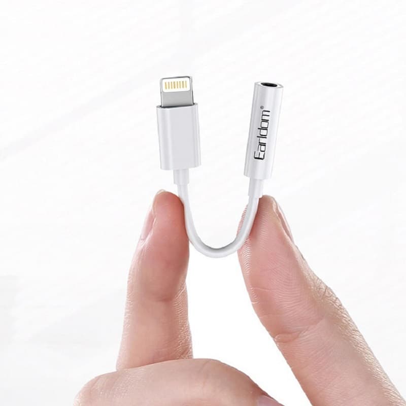 Аудио адаптер переходник для наушников iphone с Lightning на Jack 3.5 Ealdom ET-OT49 белый