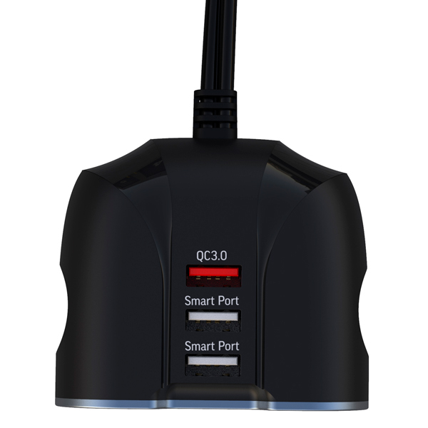 фото Разветвитель Ritmix RM-23XQC 2 прикуривателя 2USB+1USB QC3.0 черное