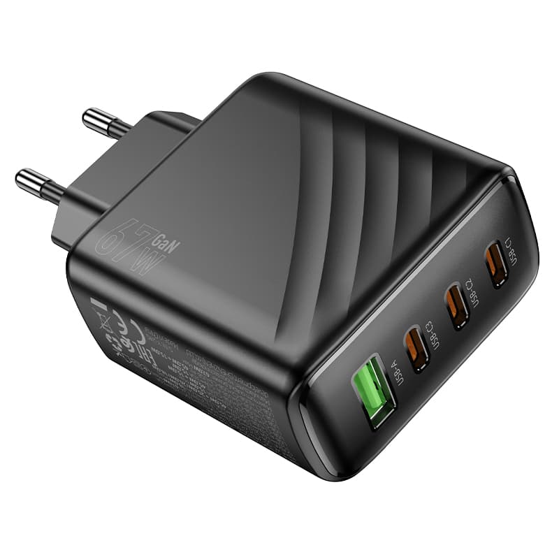 фото Сетевое зарядное устройство Адаптер Блок питания HOCO CS27A 3PD 67W + QC3.0 / Type-C USB-C+USB черны