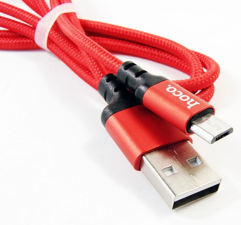 Кабель для зарядки Micro USB HOCO X14 2м плетеный красно-черный