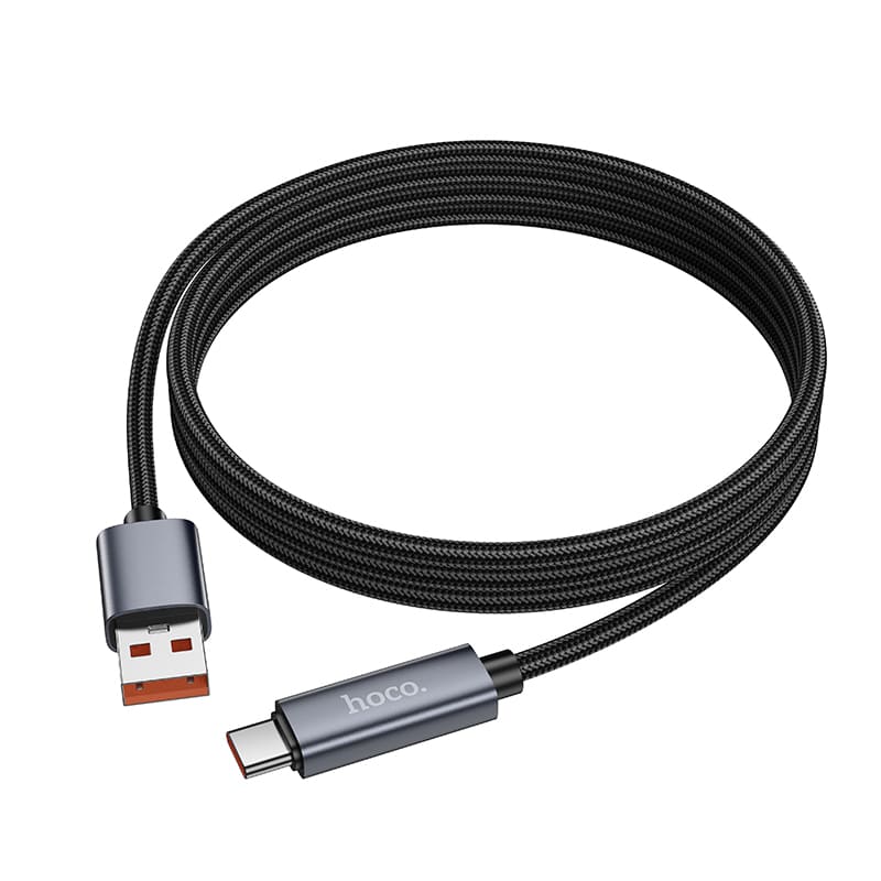 Кабель для зарядки Type-C USB HOCO X112 1м 5A с дисплеем черный