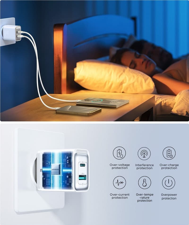 фото Сетевое зарядное устройство Адаптер Блок питания Joyroom JR-TCF15 PD 30W + USB QC3.0 / Type-C USB-C + USB белое