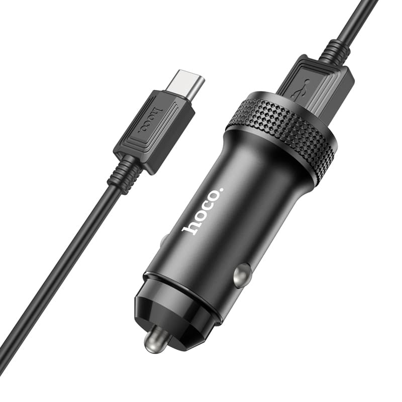 Изображение Автомобильное зарядное устройство + кабель Type-C USB HOCO Z49 2USB 2,4A 12W 1м черный фото Автомобильное зарядное устройство + кабель Type-C USB HOCO Z49 2USB 2,4A 12W 1м черный