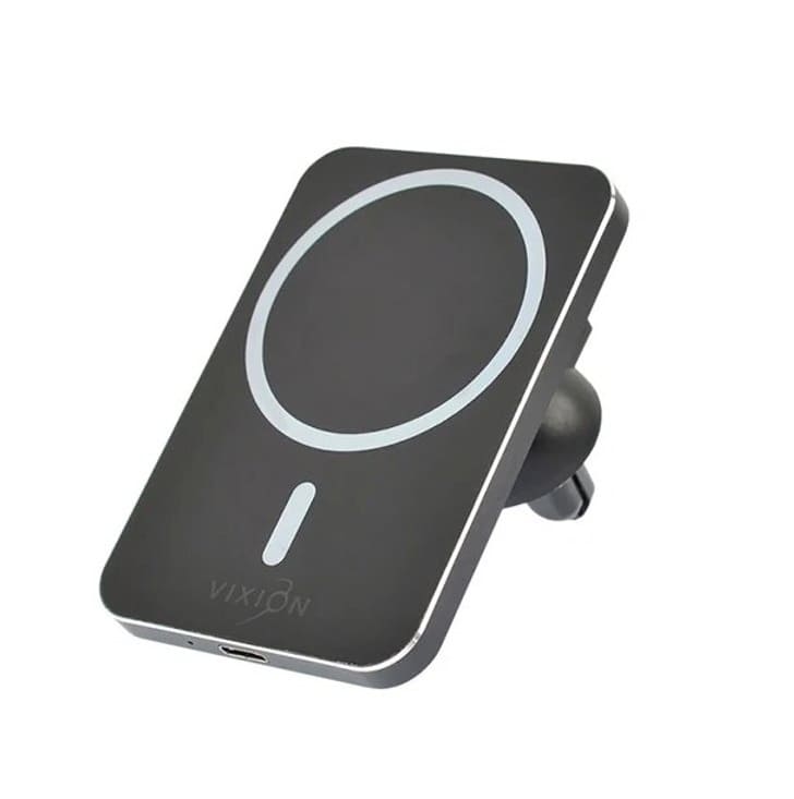 фото Автомобильный держатель для телефона VIXION W14 с беспроводной зарядкой в решетку вентиляции черный