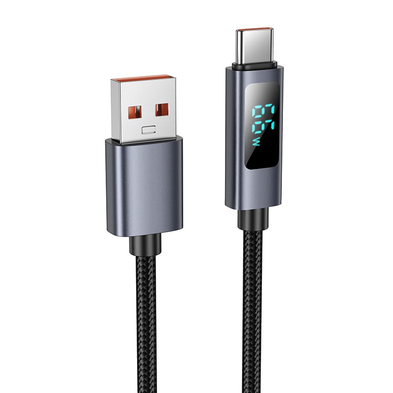 Кабель для зарядки Type-C USB HOCO X112 1м 5A с дисплеем черный