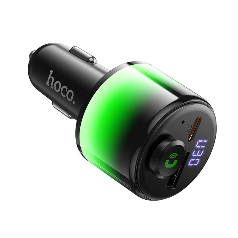 фото FM трансмиттер bluetooth модулятор HOCO E166 42W USB-A + USB-C PD 30W LED черный