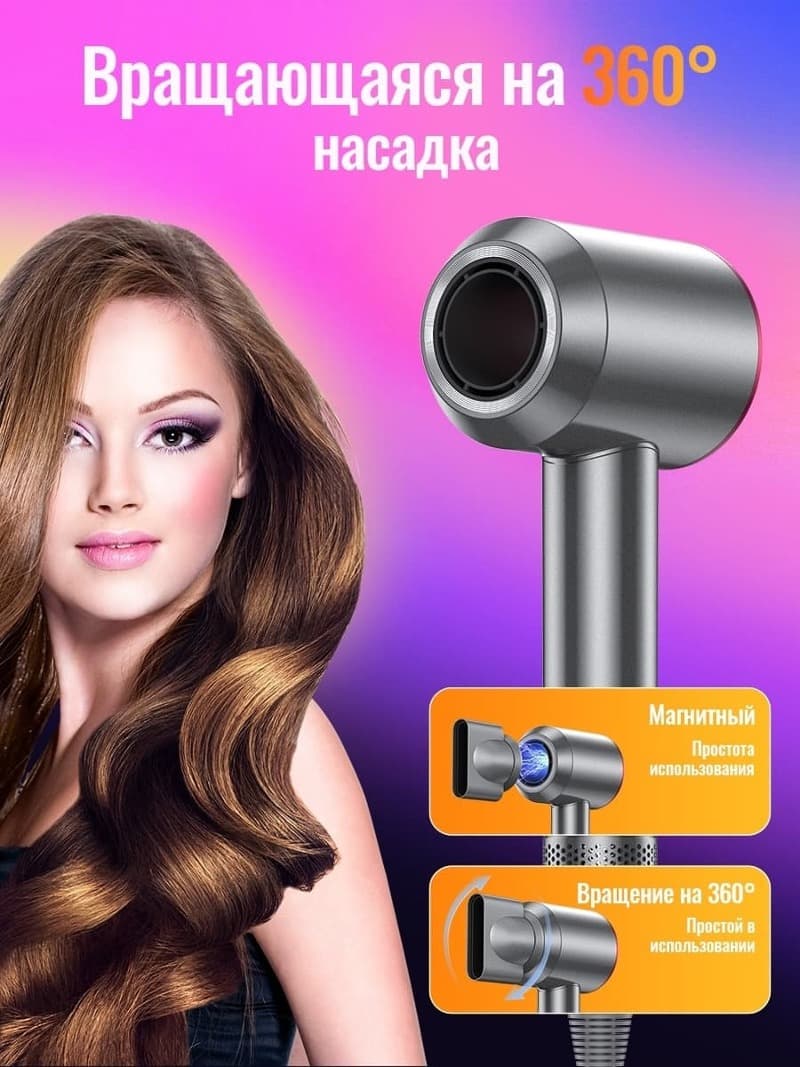 Фен для волос Hoco HP11 с отрицательными ионами фиолетовый
