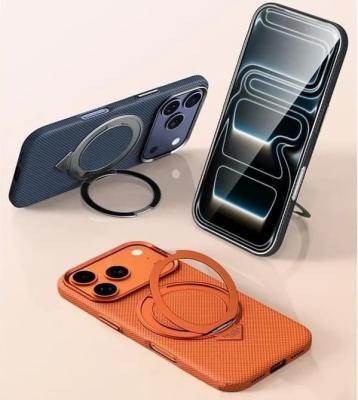 Чехол накладка для iphone 17 Pro (6.3) SULADA Grid Wake Ring карбон пластик синий с магнитом для magsafe и кольцом-держателем