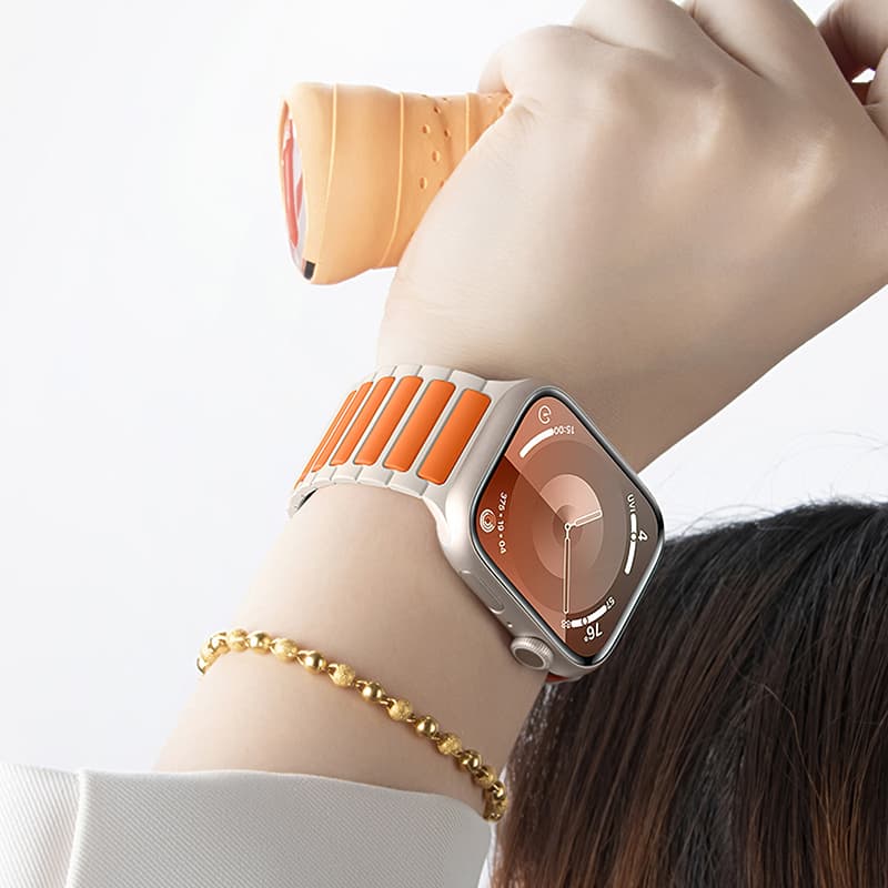 Ремешок для Apple Watch 38/40/41mm HOCO WA31 Flexible series two-color силикон бежево-оранжевый (starlight with orange)