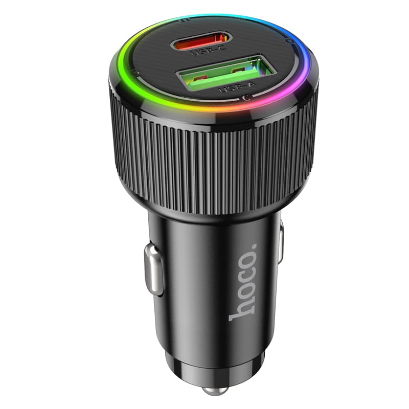 Изображение Автомобильное зарядное устройство HOCO NZ14A 38W PD 20W+QC3.0 / Type-C USB-C+USB черное фото Автомобильное зарядное устройство HOCO NZ14A 38W PD 20W+QC3.0 / Type-C USB-C+USB черное