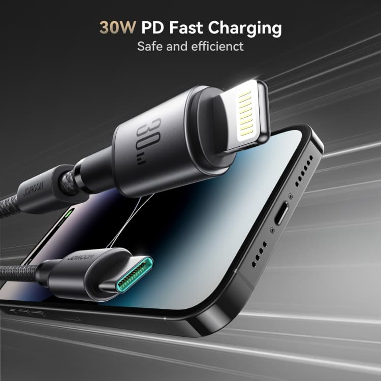 Кабель для зарядки iP Lightning to Type-C Joyroom S-A50 PD 30W 1.2м с магнитным самоклеющимся держателем в оплетке темно-серый Кабель для зарядки iP Lightning to Type-C Joyroom S-A50 PD 30W 1.2м с магнитным самоклеющимся держателем в оплетке темно-серый