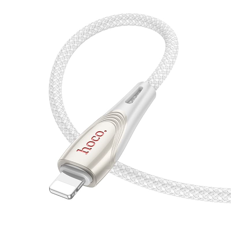 Кабель для зарядки iP Lightning to Type-C HOCO U133 PD 27W 1.2м в оплетке серый