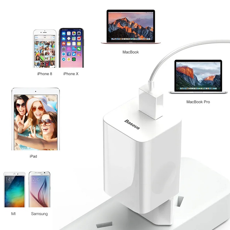 фото Сетевое зарядное устройство Адаптер Блок питания Baseus Quick Charger USB 24W QC3.0 белое CCALL-BX02