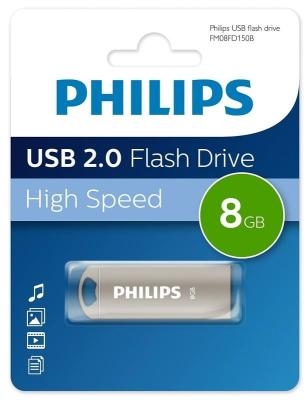 Флеш-накопитель Philips IRON USB 2.0 металл серый 8Gb